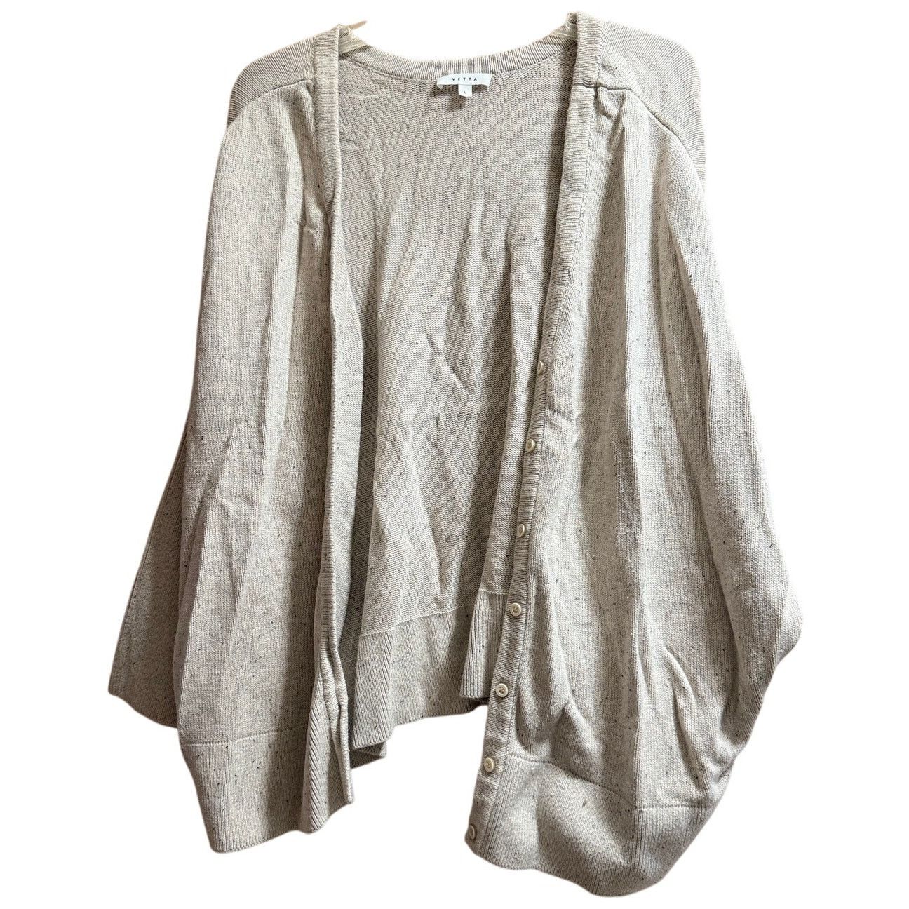 Vetta Light Beige Size Large Long Sleeve Cardigan Sweater