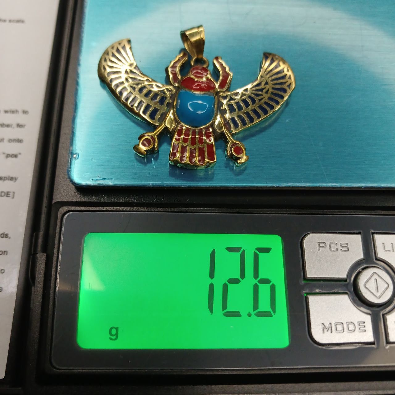 Handmade Beetle Necklace Antique Egyptian Gold Plated Turquoise Stone Size ONE SIZE - 5 Thumbnail