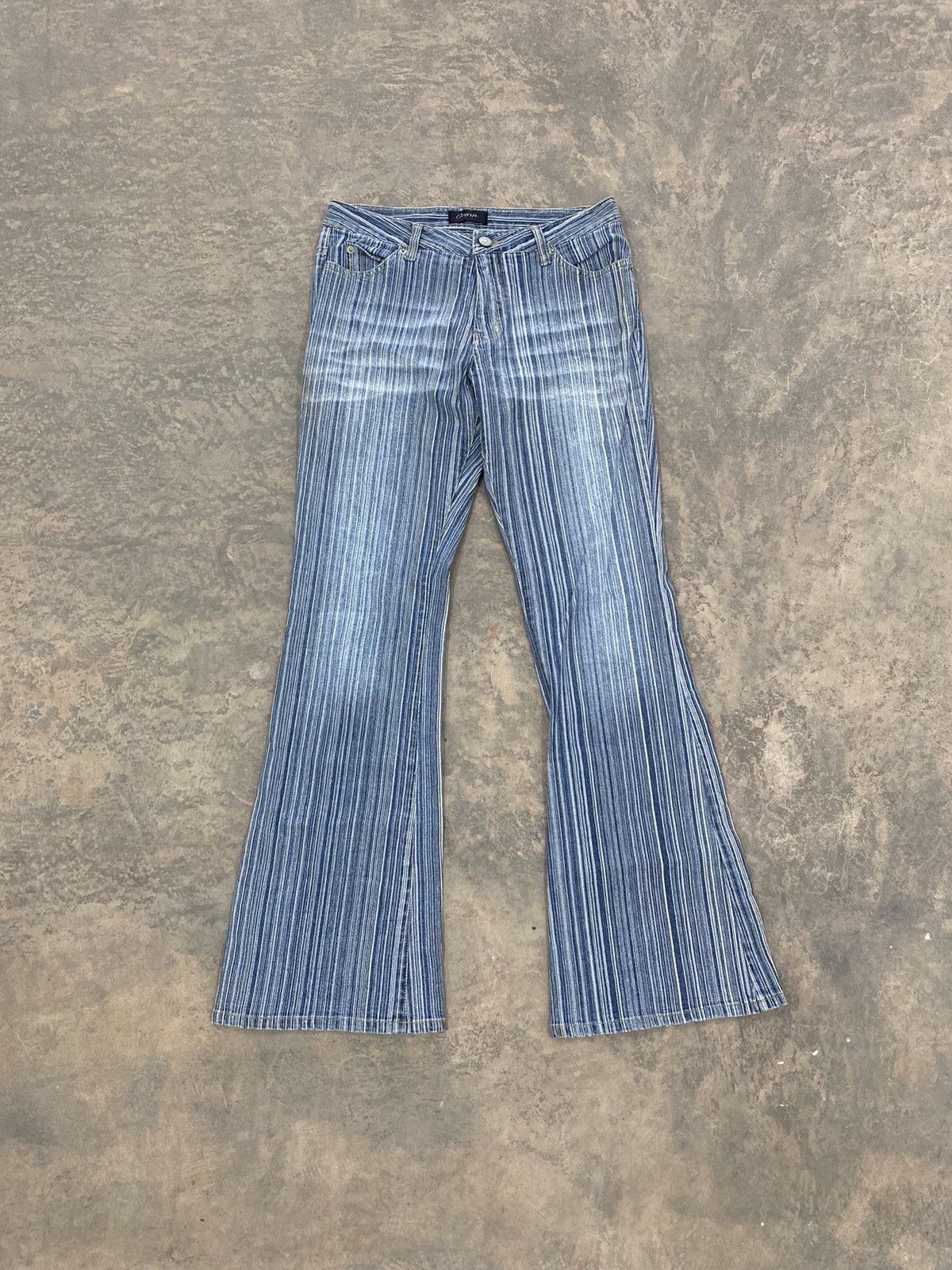 Hysteric Glamour × Japanese Brand × Le Grande Bleu (L.G.B.) FLARE ORIRIN HICKORY JEANS JAPAN Size 28" / US 6 / IT 42 - 1 Thumbnail