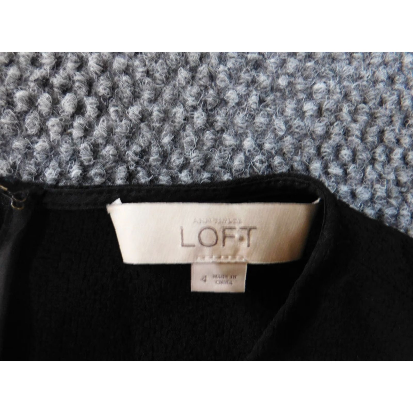 Loft LOFT Dress A-Line Women 4 Black Short Sleeve Zip Stretch Knee Length Raglan Sleeve Raffled Accent Classic Fall Closet Ready Size S / US 4 / IT 40 - 3 Thumbnail