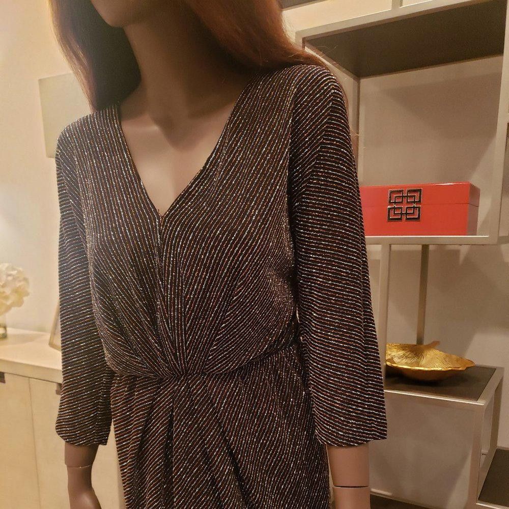 Designer Trina Turk Glitter Striped V-neck dress Size M / US 6-8 / IT 42-44 - 3 Thumbnail