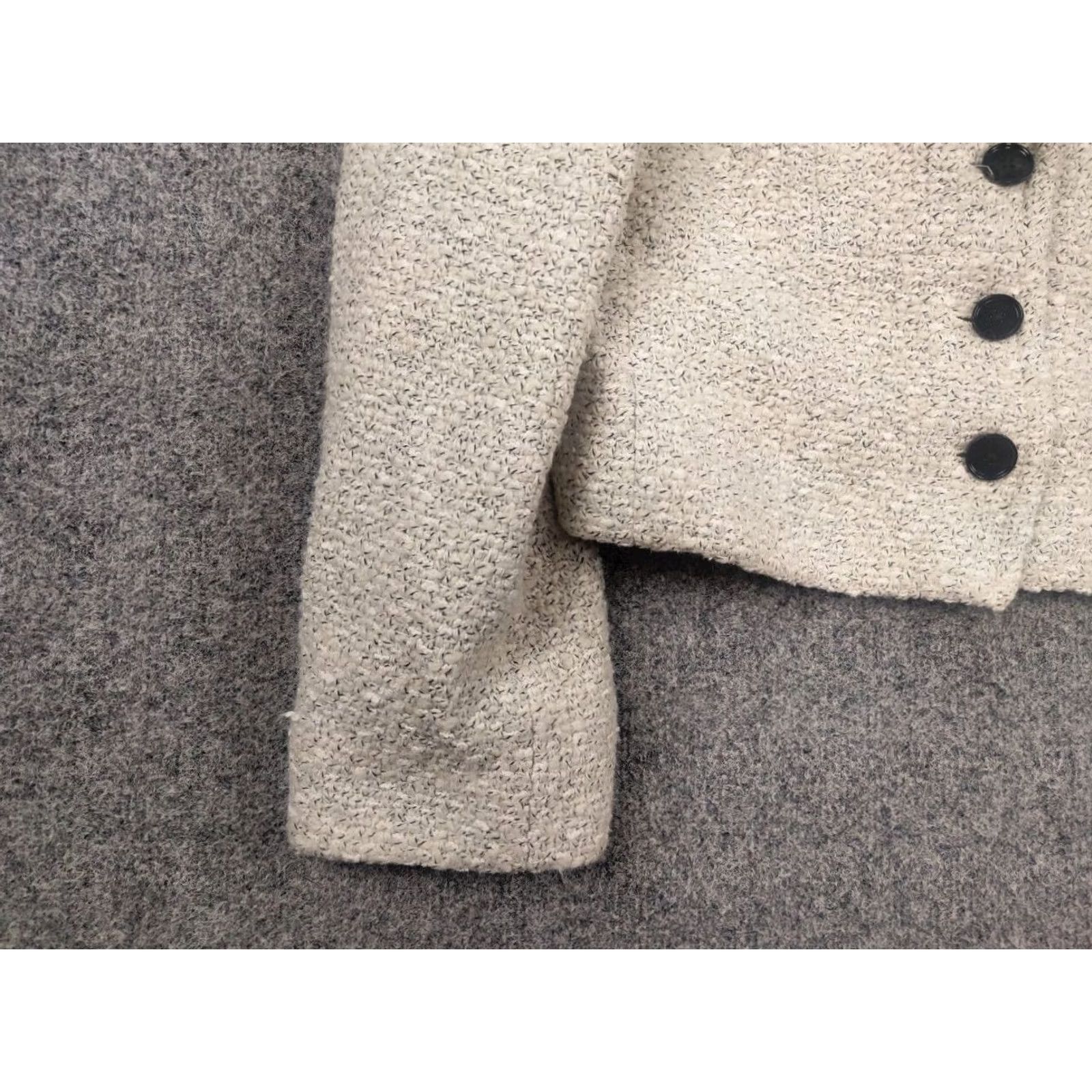 ME+EM Me+Em Meanden Design Italian Tweed Slim Crop Blazer Button Jacket White Wool Blend XL Womens Size XL / US 12-14 / IT 48-50 - 7 Thumbnail