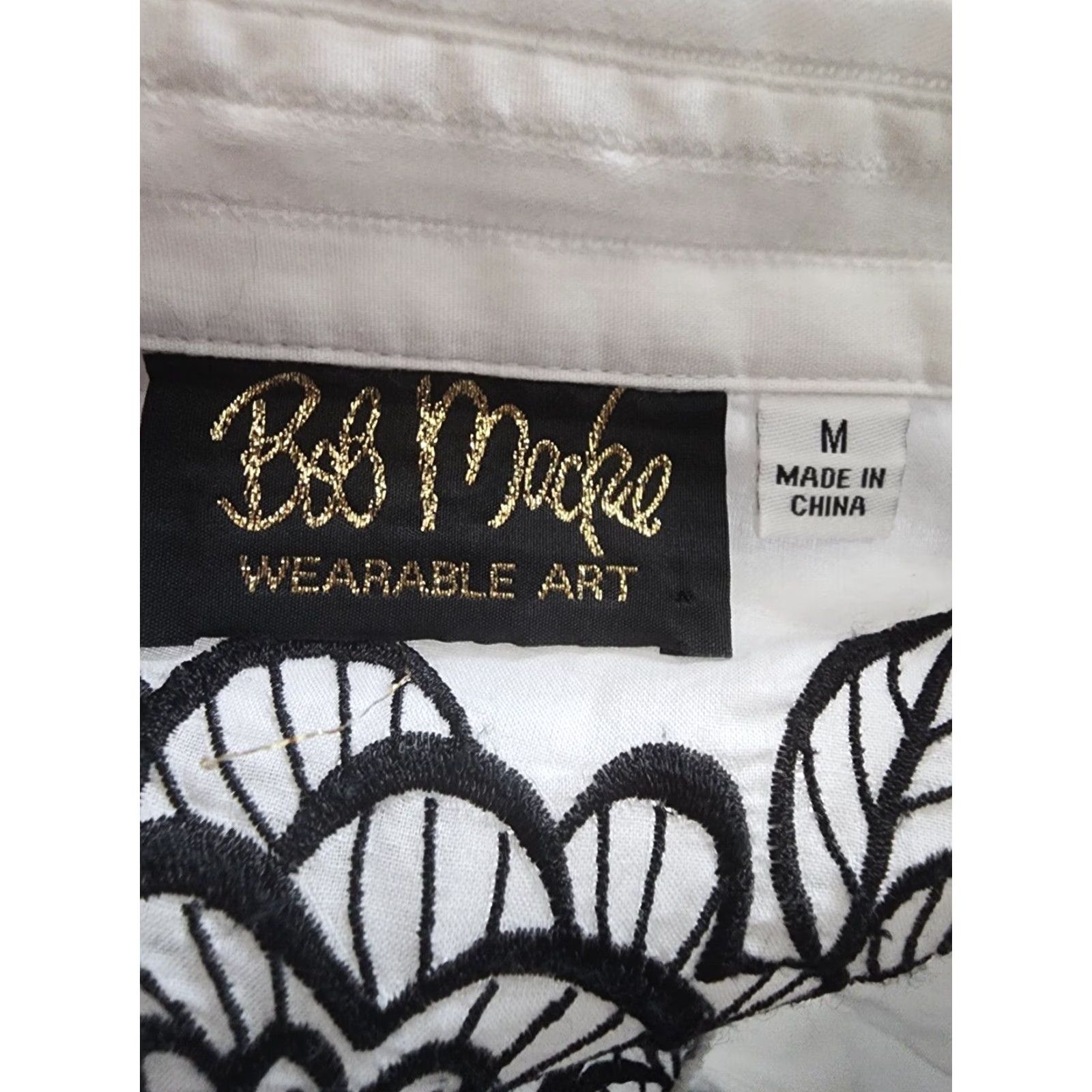 Bob Mackie Bob Mackie Wearable Art Women's Embroidered White Floral Long Sleeve Shirt Size M / US 6-8 / IT 42-44 - 4 Thumbnail