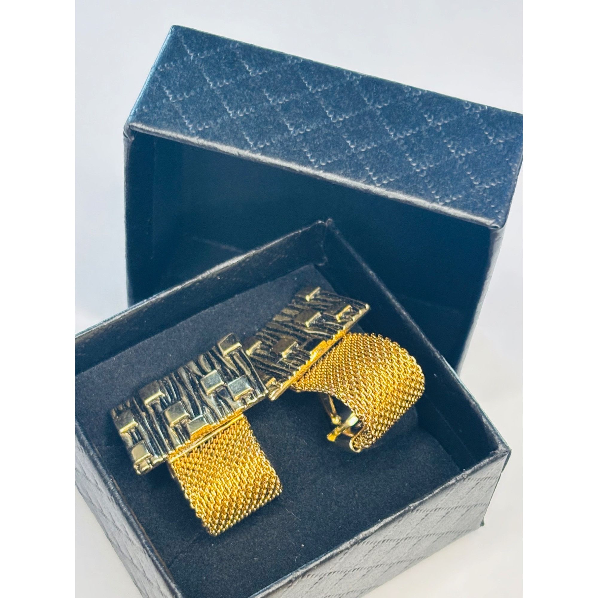 Other Vintage Anson Rectangular Bark Square Texture Gold Plated Wr Size ONE SIZE - 1 Thumbnail