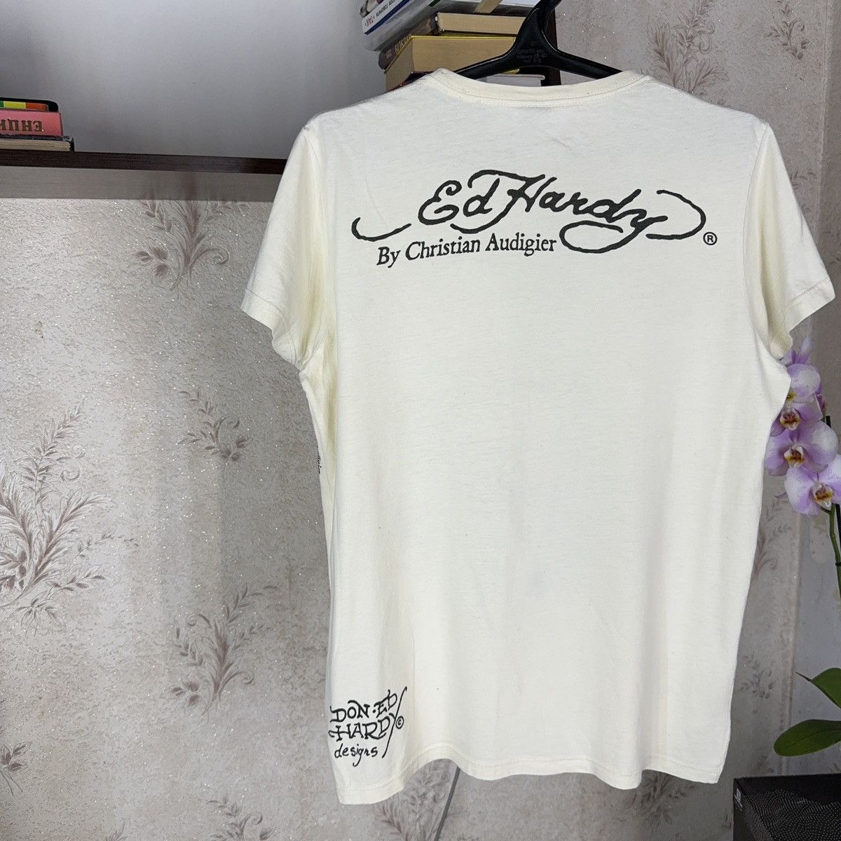 Christian Audigier × Ed Hardy × Vintage Vintage Ed Hardy T shirt by Chirstian Audiger Beige Love Kil Size US M / EU 48-50 / 2 - 14 Thumbnail