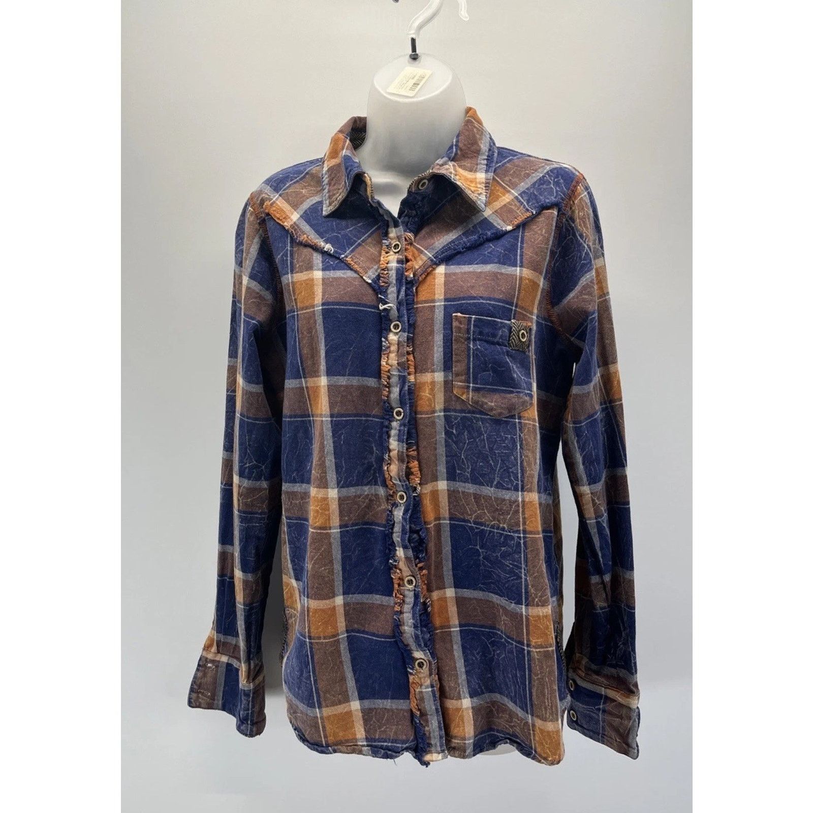 BKE BKE Flannel Southwest Design Womens M Blue Plaid Longsleeve Size M / US 6-8 / IT 42-44 - 1 Thumbnail