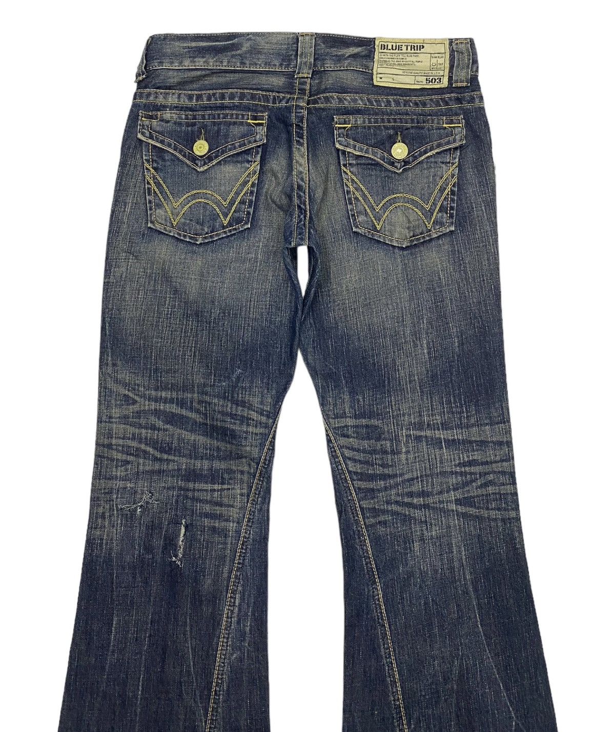 Edwin FLARED🔥EDWIN 503 BLUE TRIP DISTRESSED FLARE DENIM JEANS Size US 31 - 6 Thumbnail