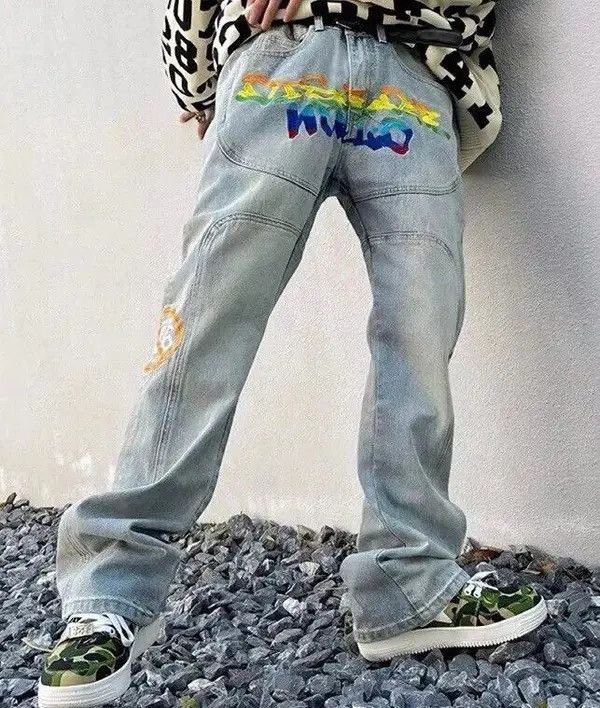 Jean × Vintage Y2K Streetwear Letter Embroidery Blue Jean Size US 30 / EU 46 - 1 Thumbnail