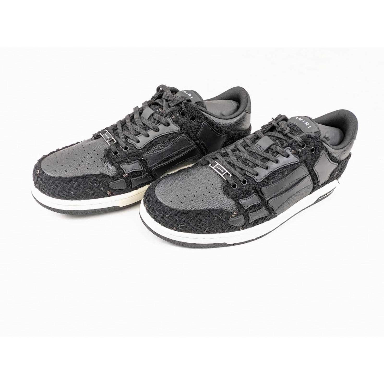 Amiri o1rshd1 Boucle Skelton Low-Top Sneakers in Black Size US 12 / EU 45 - 17 Thumbnail