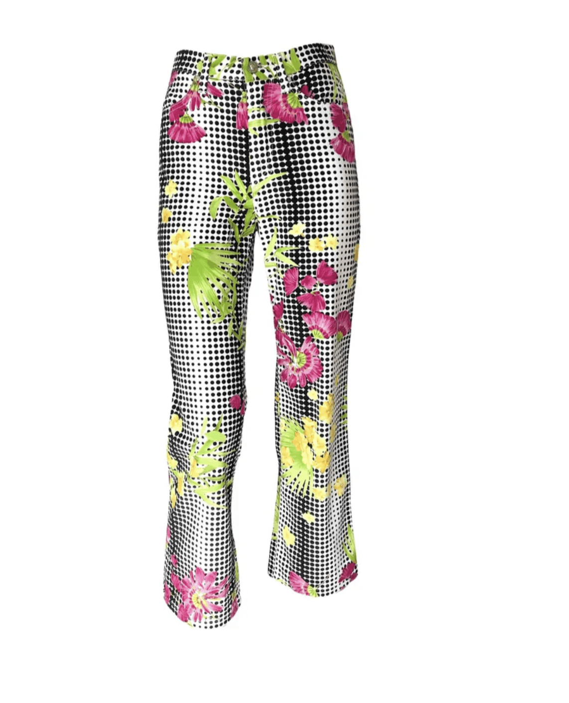 Versace dot grid floral pants Size 24" / US 00 / IT 34 - 1 Thumbnail