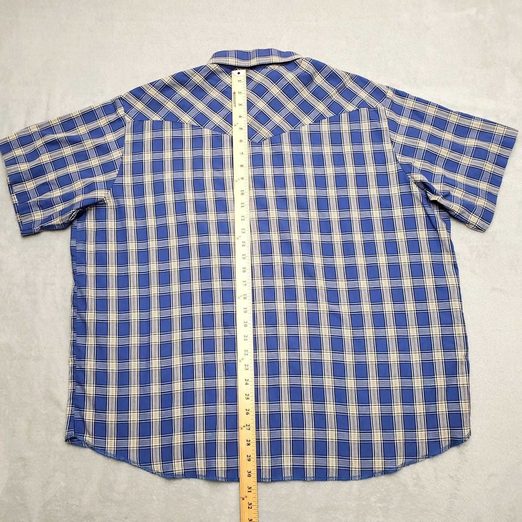 Wrangler Wrangler Shirt Mens 2XL Blue Plaid Pearl Snap Cowboy Western Casual Shirt Mens 2XL Blue Plaid Snap Button-Up Non-Graphic Casual Size US XXL / EU 58 / 5 - 4 Thumbnail