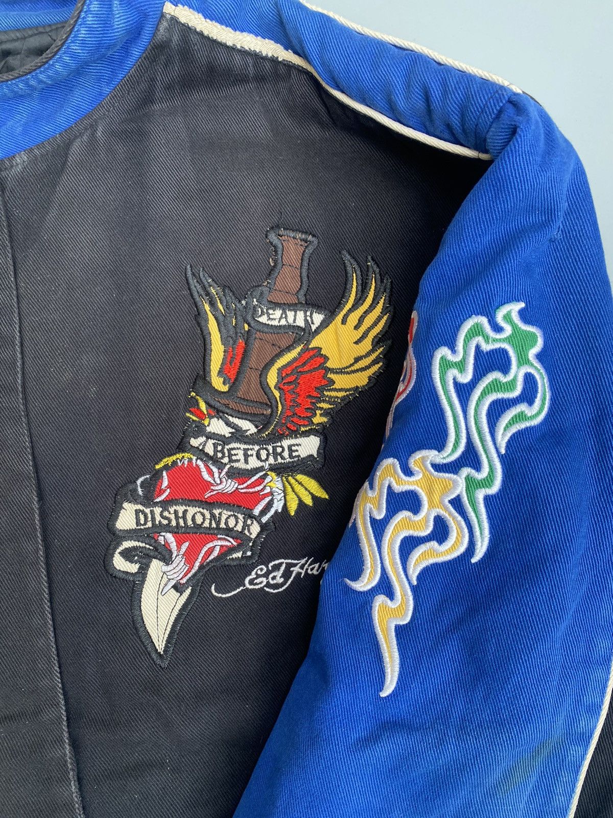 Ed Hardy × Vintage Vintage Ed Hardy Embroidered Varsity Jacket Size US XXL / EU 58 / 5 - 9 Thumbnail