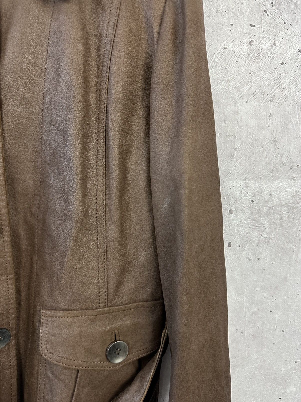 Weekend Max Mara Max Mara Weekend Brown Leather Buttons Jacket With Belt Size M / US 6-8 / IT 42-44 - 6 Thumbnail