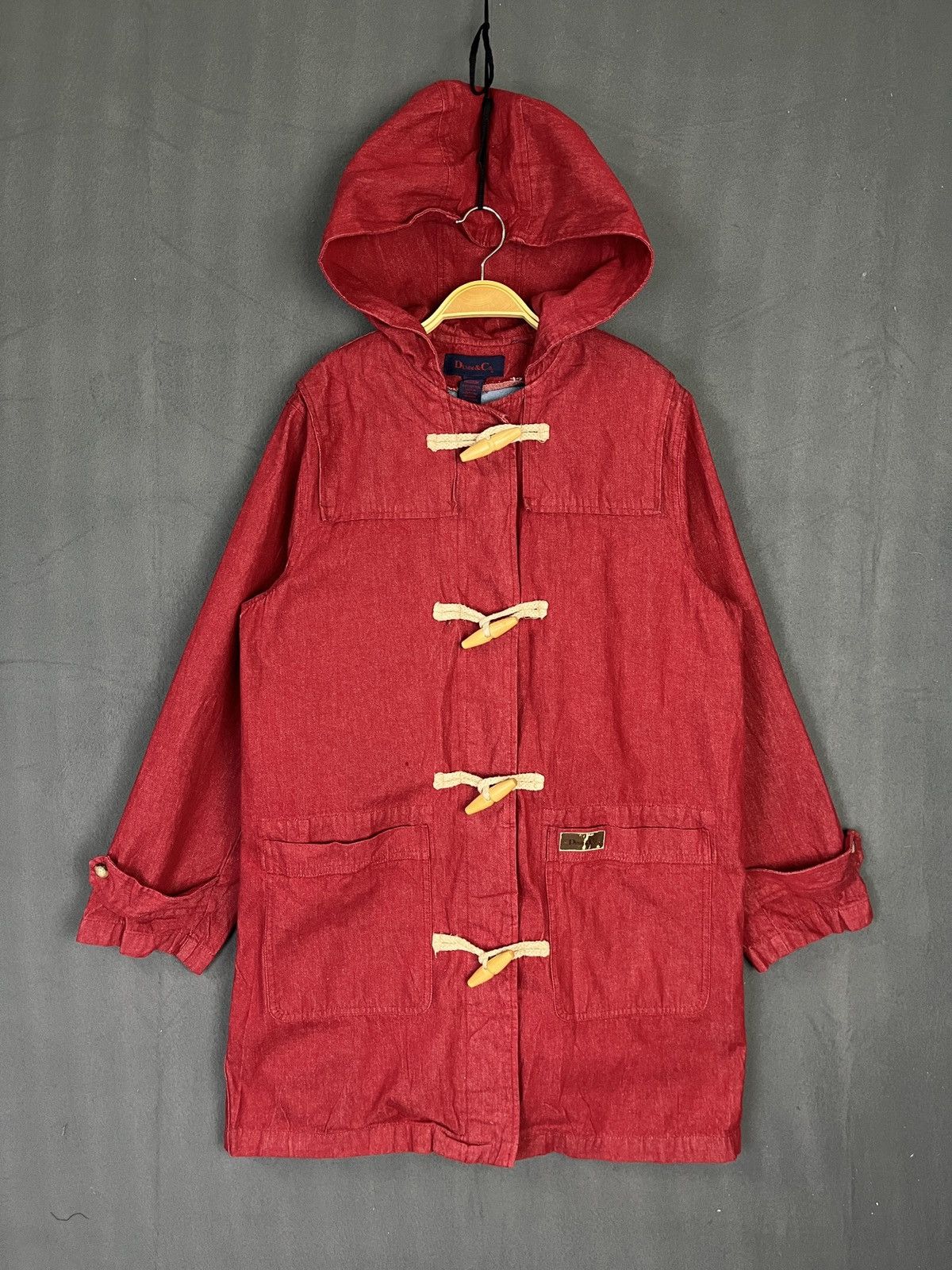 Denim & Co. × Japanese Brand Denim & Co Duffle Coat Red Denim Jacket w Detachable Lining Size US M / EU 48-50 / 2 - 1 Thumbnail