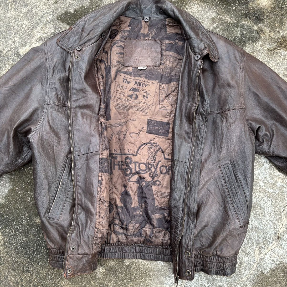 Lee Vintage 90s Lee Lined Story Of Golf Leather Jacket Size US L / EU 52-54 / 3 - 11 Thumbnail
