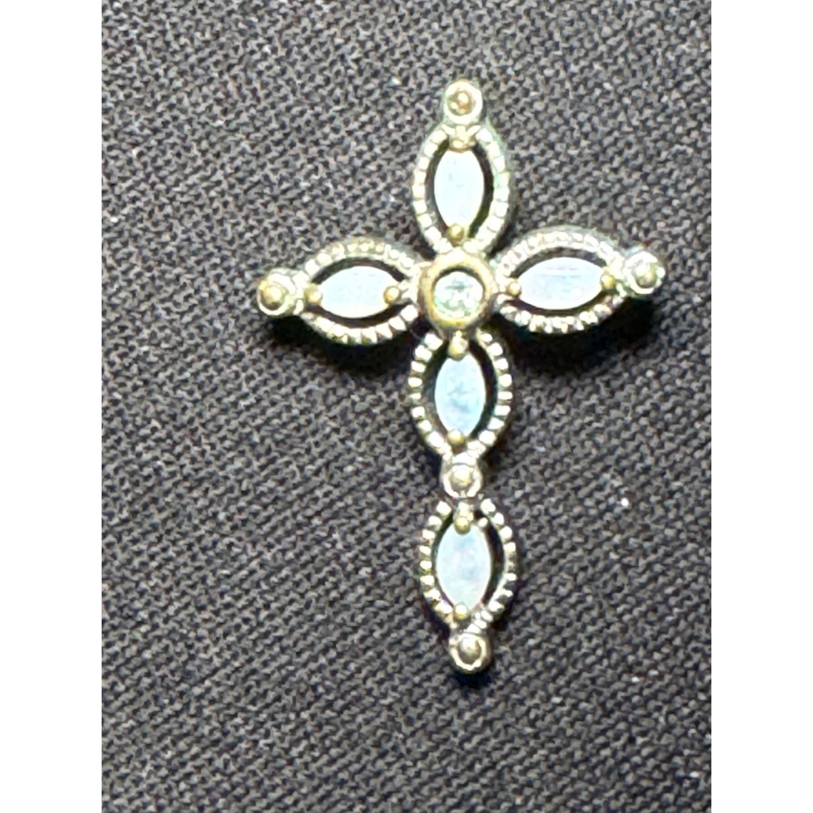 Other 925 Sterling Silver Cross with White Opals Pendant Size ONE SIZE - 3 Thumbnail