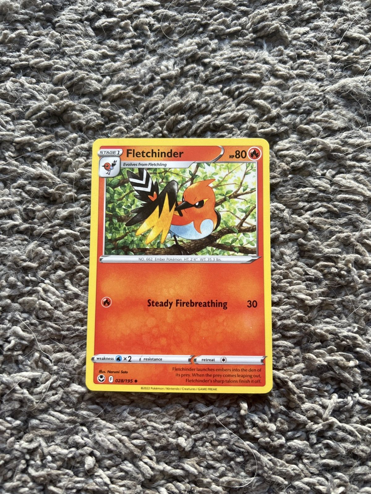 Pokemon 2022 Pokémon Fletchinder Stage 1 Card Size ONE SIZE - 1 Thumbnail