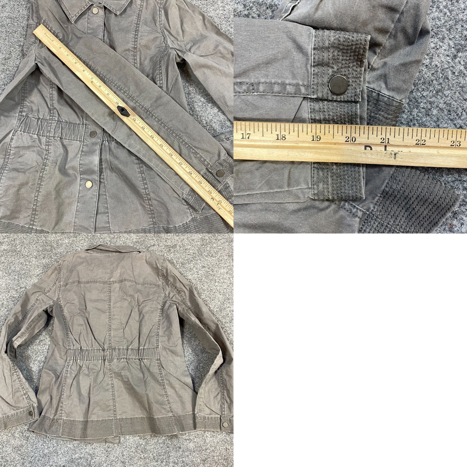 Eileen Fisher Eileen Fisher Jacket S Gray Solid Cotton Blend Field Lagenlook Snap Buttons Women Regular Military Jacket Windows? Size S / US 4 / IT 40 - 9 Thumbnail