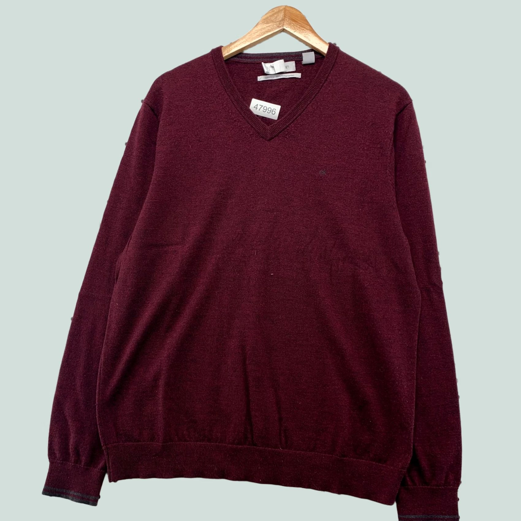 Calvin Klein Calvin Klein Merino Wool Sweater Mens Large Burgundy European Yarn Business Shirt Pullover Regular Knit Logo Winter Fall Men Size US L / EU 52-54 / 3 - 1 Thumbnail