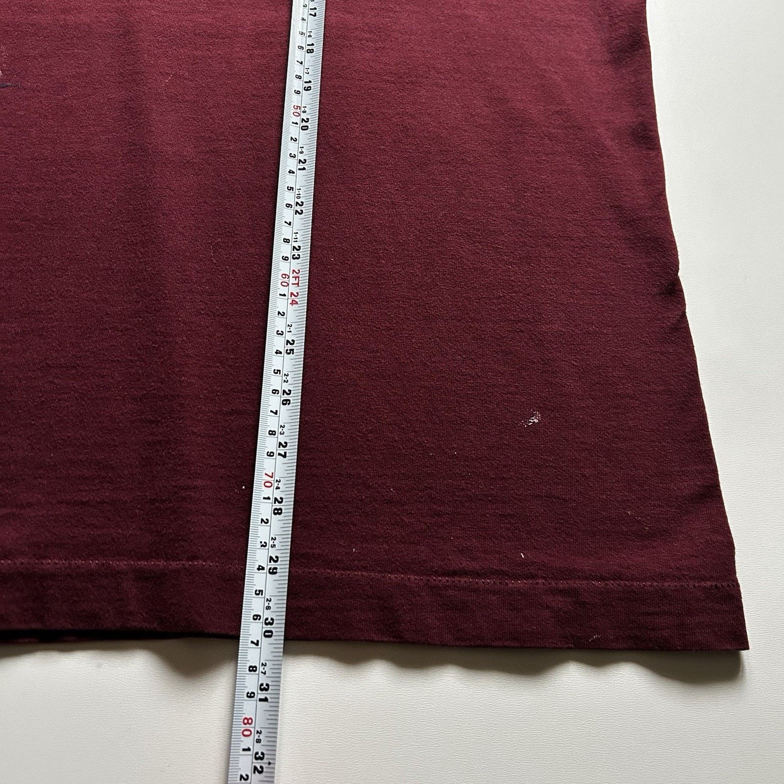 Vintage Vintage 90s Sun Faded Blank Burgundy Red Pocket T Shirt XL Size US XL / EU 56 / 4 - 7 Thumbnail