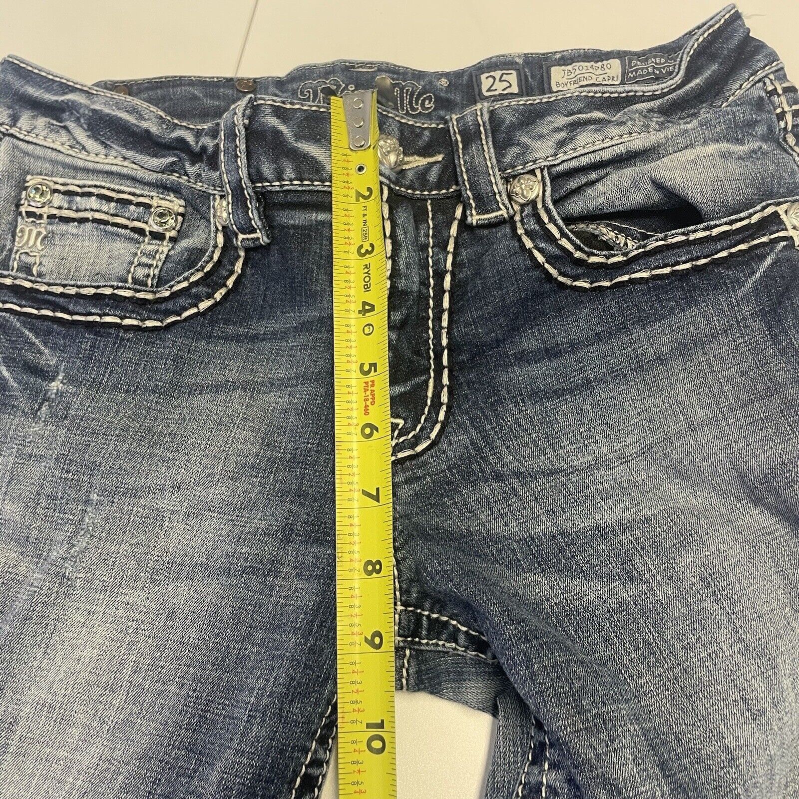 Miss Me Miss Me Jeans Womens 25 Boyfriend Capri JB501P80 Faded Denim Size 28" / US 6 / IT 42 - 10 Thumbnail