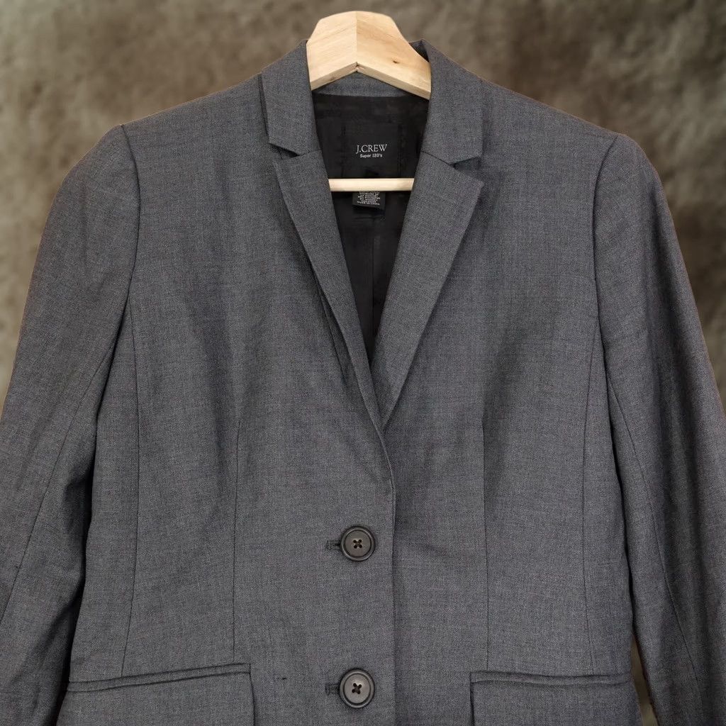 J.Crew J.Crew Womens 2P Gray Wool Blazer - Lined & Tailored Workwear Size XS / US 0-2 / IT 36-38 - 1 Thumbnail