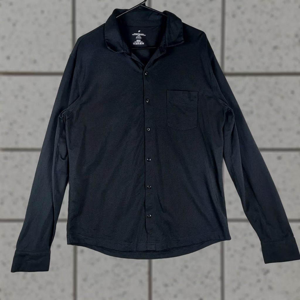Fabletics Fabletics Mens Button Front Shirt Black Long Sleeve Performance Casual L Size US L / EU 52-54 / 3 - 1 Thumbnail