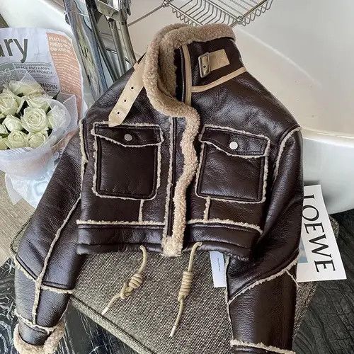 Handmade × Japanese Brand Jack Black Lambswool Jacket Winter Thickened Plus Size ONE SIZE - 2 Thumbnail