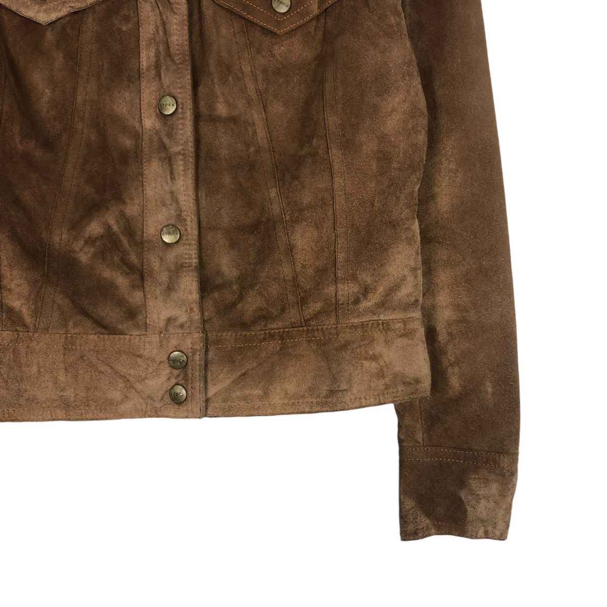 Japanese Brand 🔥CROPPED SUEDE LEATHER JACKET BIKER EPOCA ISSEY MIYAKE Size S / US 4 / IT 40 - 6 Thumbnail