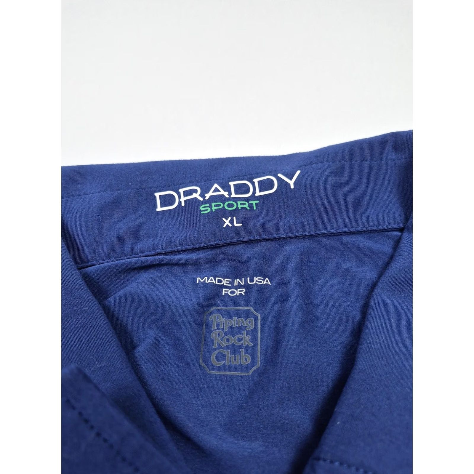 Vintage Draddy Sport Polo Shirt Mens XL Blue Golf Stretch Short Sleeve Piping Rock Club Embroidered Logo USA Size US XL / EU 56 / 4 - 4 Thumbnail