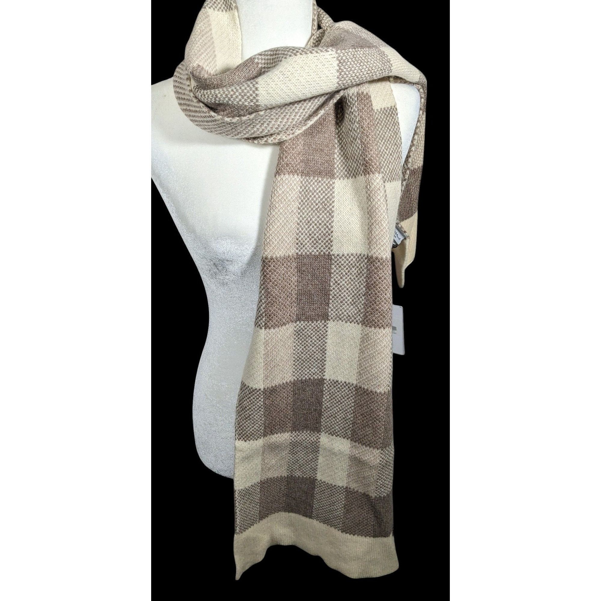 Other Mimi-Mua Firenze Cream And Tan Plaid Scarf Size ONE SIZE - 1 Thumbnail