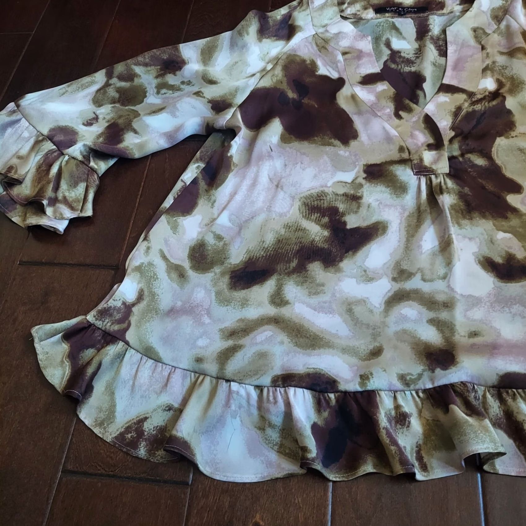 Sea New York Violet & Claire New York Women's Tye Die V Neck Blouse - 100% Polyester - Size L Size L / US 10 / IT 46 - 3 Thumbnail