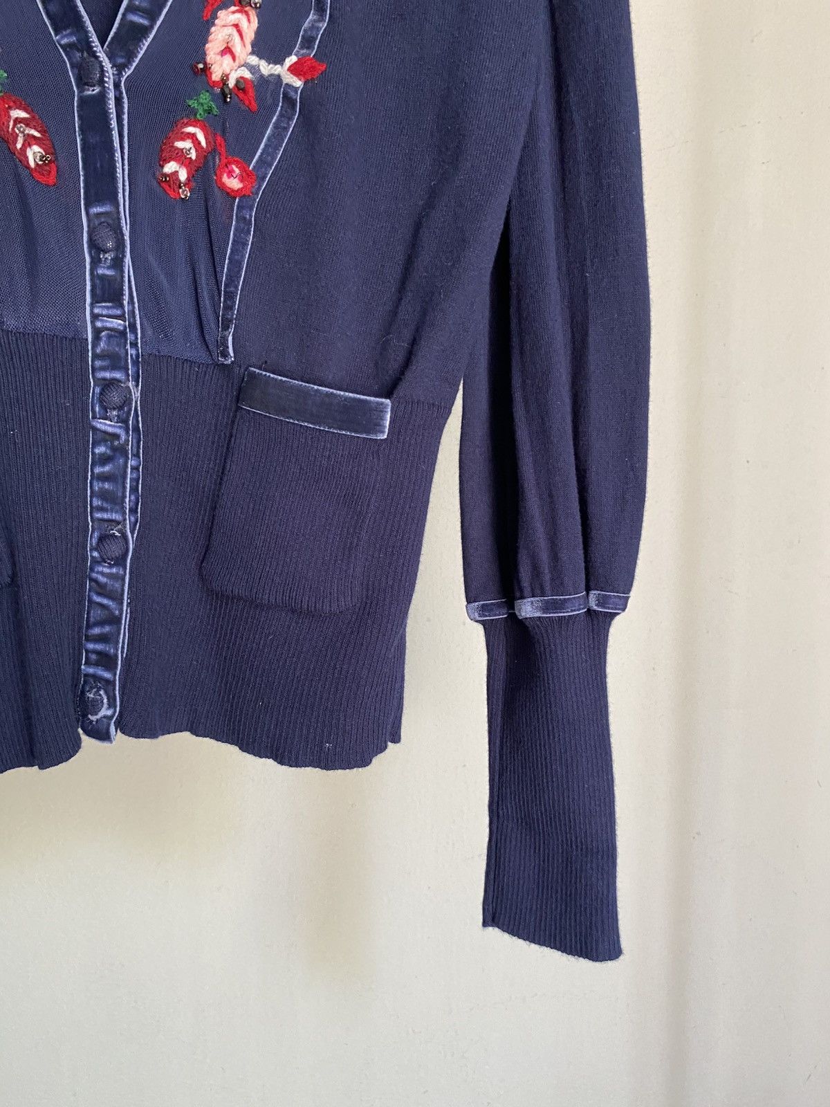 Kenzo KENZO Blue V-Neck Cardigan with Embroidered Trim. Size ONE SIZE - 16 Thumbnail