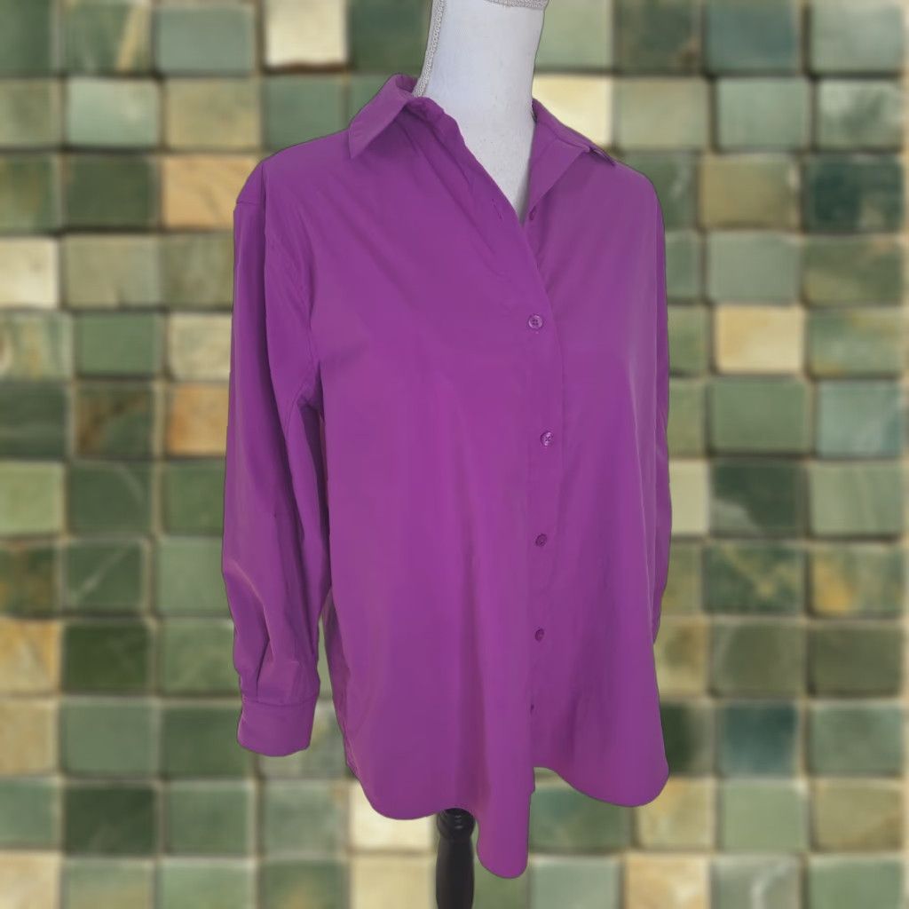 Athleta Athleta Shirt Women's XS Purple Oversized Button-Up Woven Poplin Performance Shirt Size XS / US 0-2 / IT 36-38 - 1 Thumbnail
