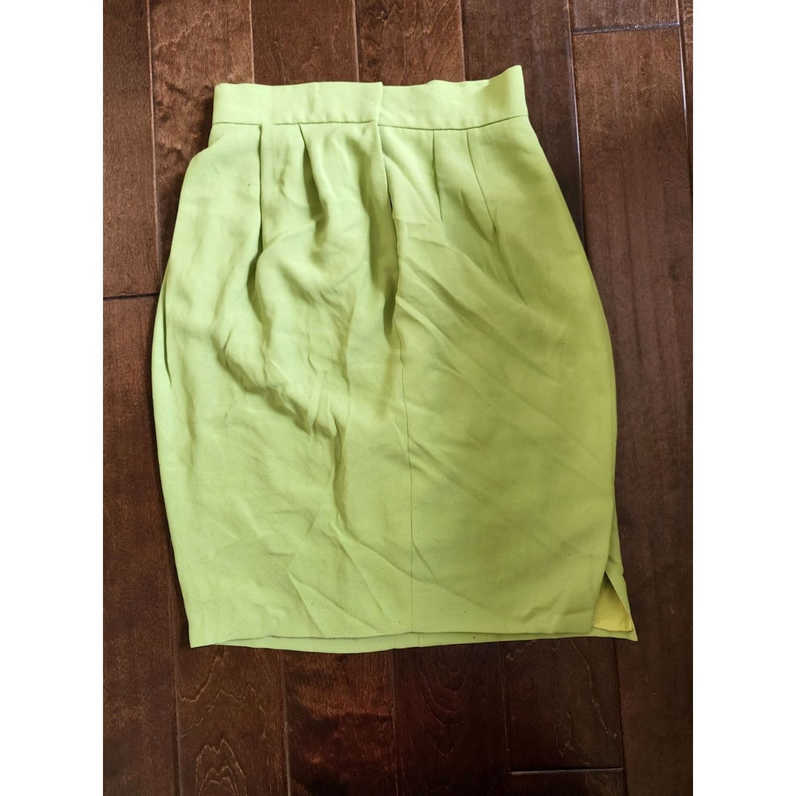 Vintage Tahari Women's Green Slit Pencil Skirt - Size 10 Size 32" / US 10 / IT 46 - 2 Thumbnail