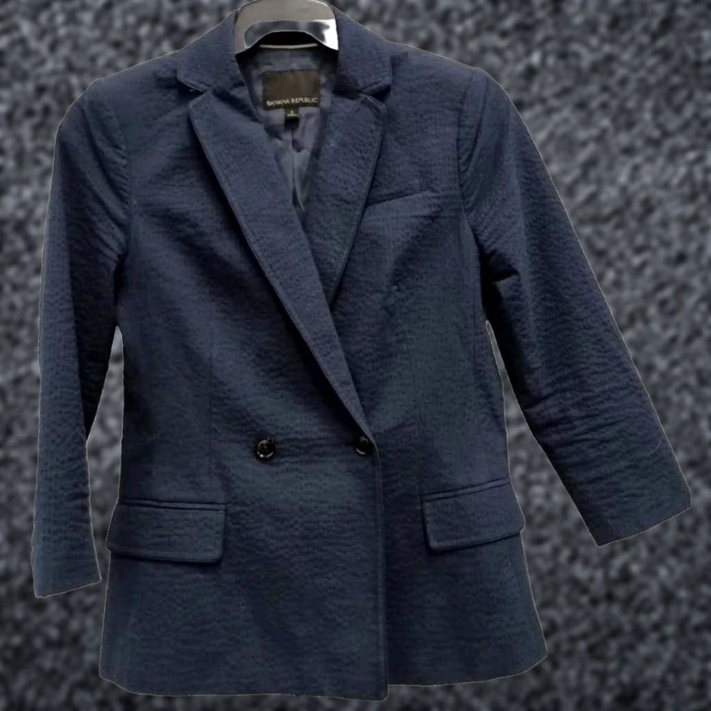 Banana Republic Banana Republic Basic Jacket Womens 4 Blazer Navy Double Breasted Professional Carrier Size S / US 4 / IT 40 - 1 Thumbnail