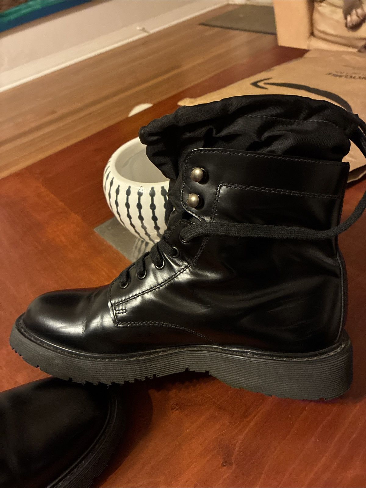 Prada Prada Waterproof Black Leather Combat Boots EU40/UK6/US7 Size US 7 / EU 40 - 9 Thumbnail