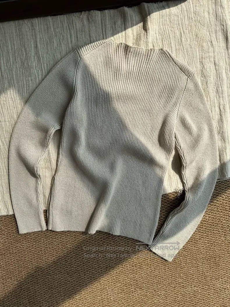 Hermes Hermes Margiela Era Silk Slim Fit Knit Top - Beige Gray Size M / US 6-8 / IT 42-44 - 2 Thumbnail
