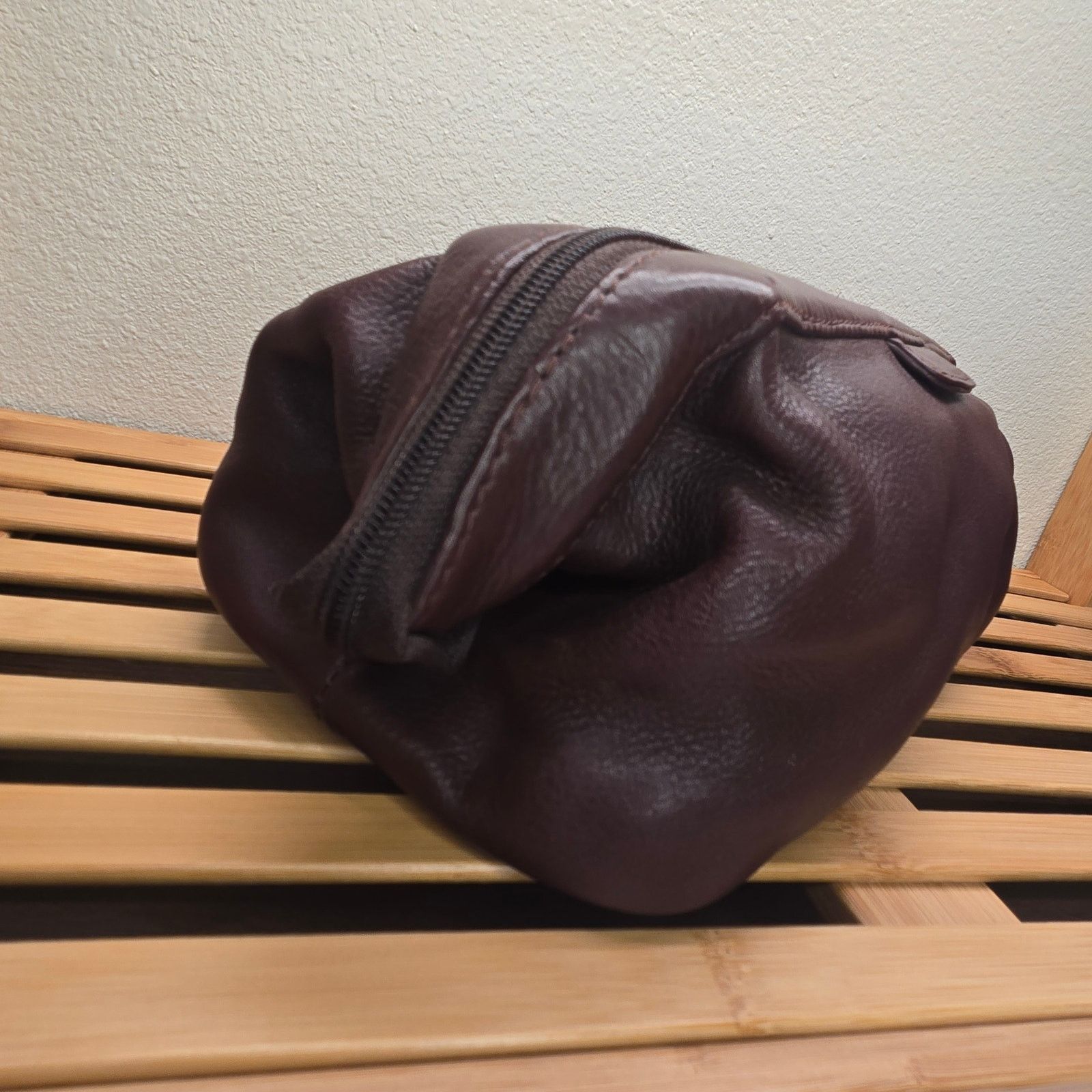 Vintage Vintage Private Label Dark Brown Grain Leather Toiletry Bag Size ONE SIZE - 11 Thumbnail