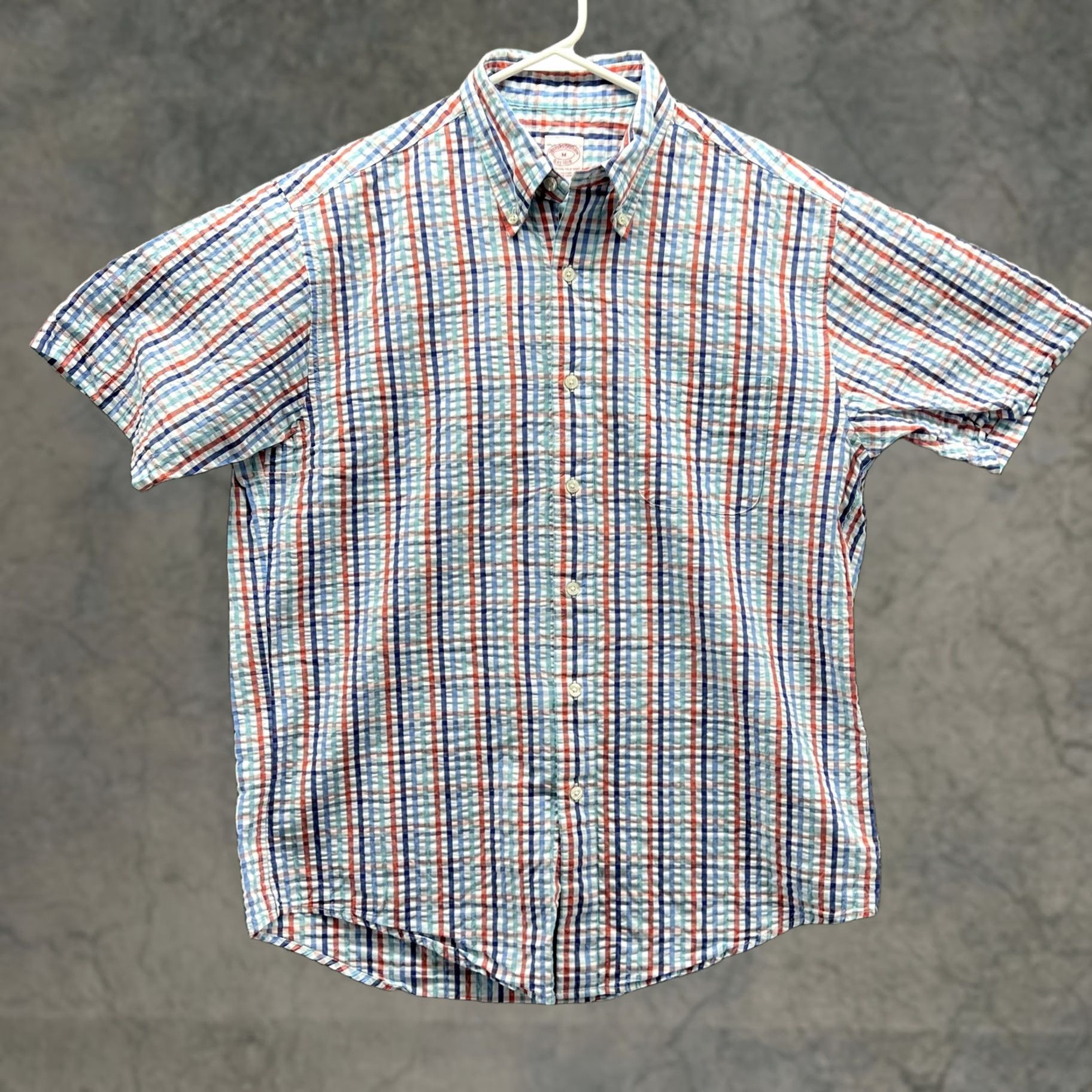 Brooks Brothers Brooks Brothers Shirt Mens M Short Sleeve Plaid Button Front Seersucker Lightweight Cotton Casual Summer Multicolor Womens? Size US M / EU 48-50 / 2 - 1 Thumbnail