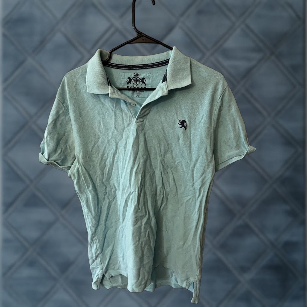 Express EXPRESS Modern Fit Polo Shirt Mens Large Blue Short Sleeve Cotton Logo Polo Shirt - Express Shirt Mens L Blue Polo Athletic Fit Casual Men’s Size L Size US L / EU 52-54 / 3 - 1 Thumbnail