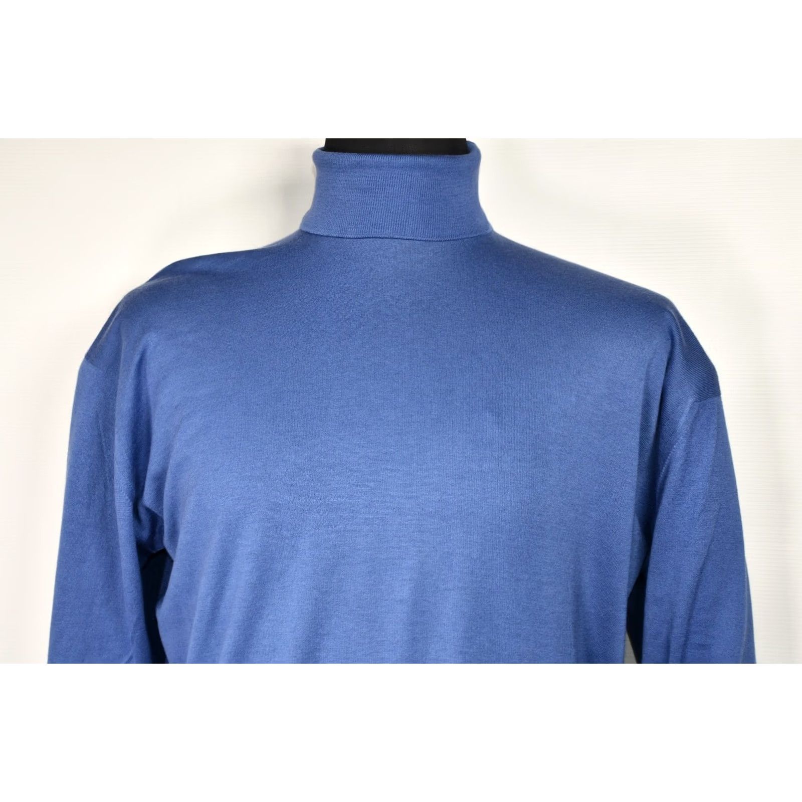 John Smedley John Smedley Sea Island Cotton Knitted Turtleneck Jumper Made In England XL Blue Cotton Knit Sweater Mens Size US XL / EU 56 / 4 - 3 Thumbnail