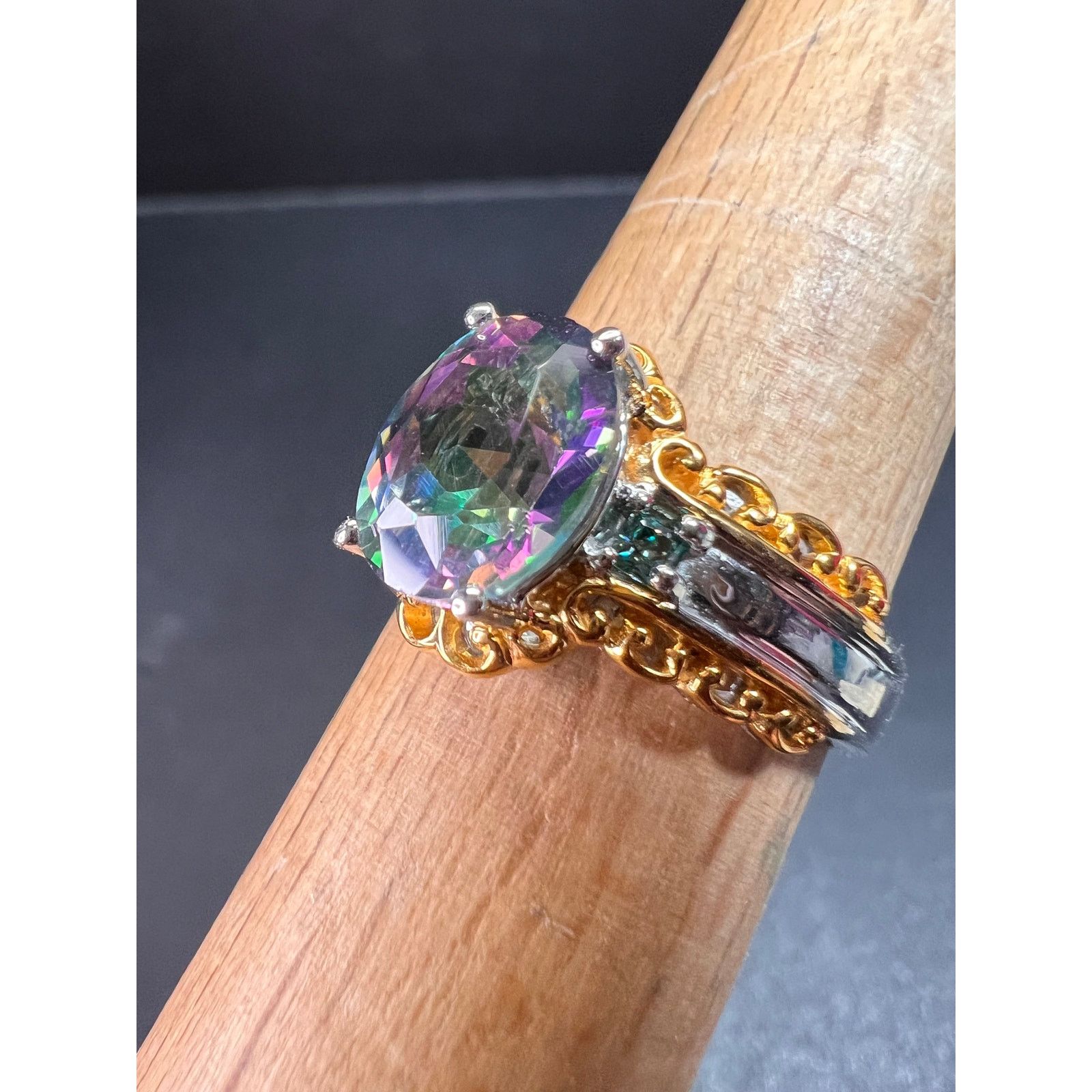 Other NEW green mystic topaz two toned sterling silver ring size 8 Size ONE SIZE - 10 Thumbnail