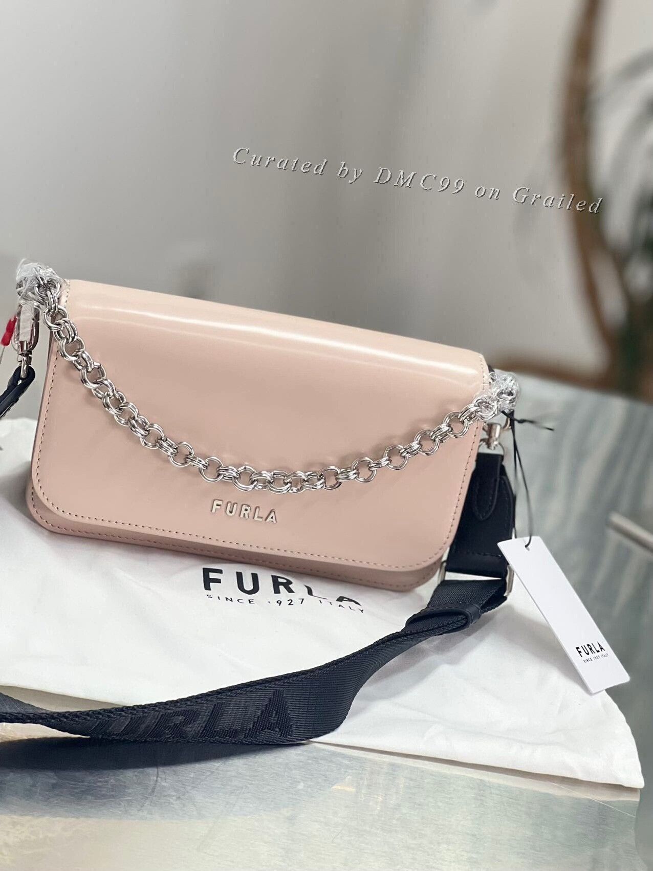 Furla Furla Light Pink Glossy Shoulder Bag Size ONE SIZE - 1 Thumbnail