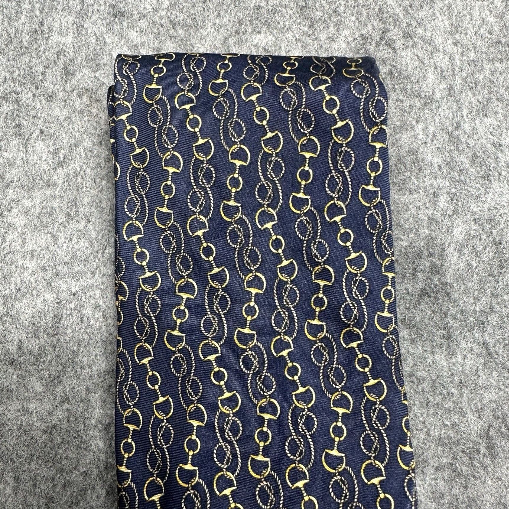 Jockey VINTAGE Beaufort Brand Mens Tie Horsebit Silk Equestrian Italy Geometric Retro 57" Blue Size ONE SIZE - 2 Thumbnail