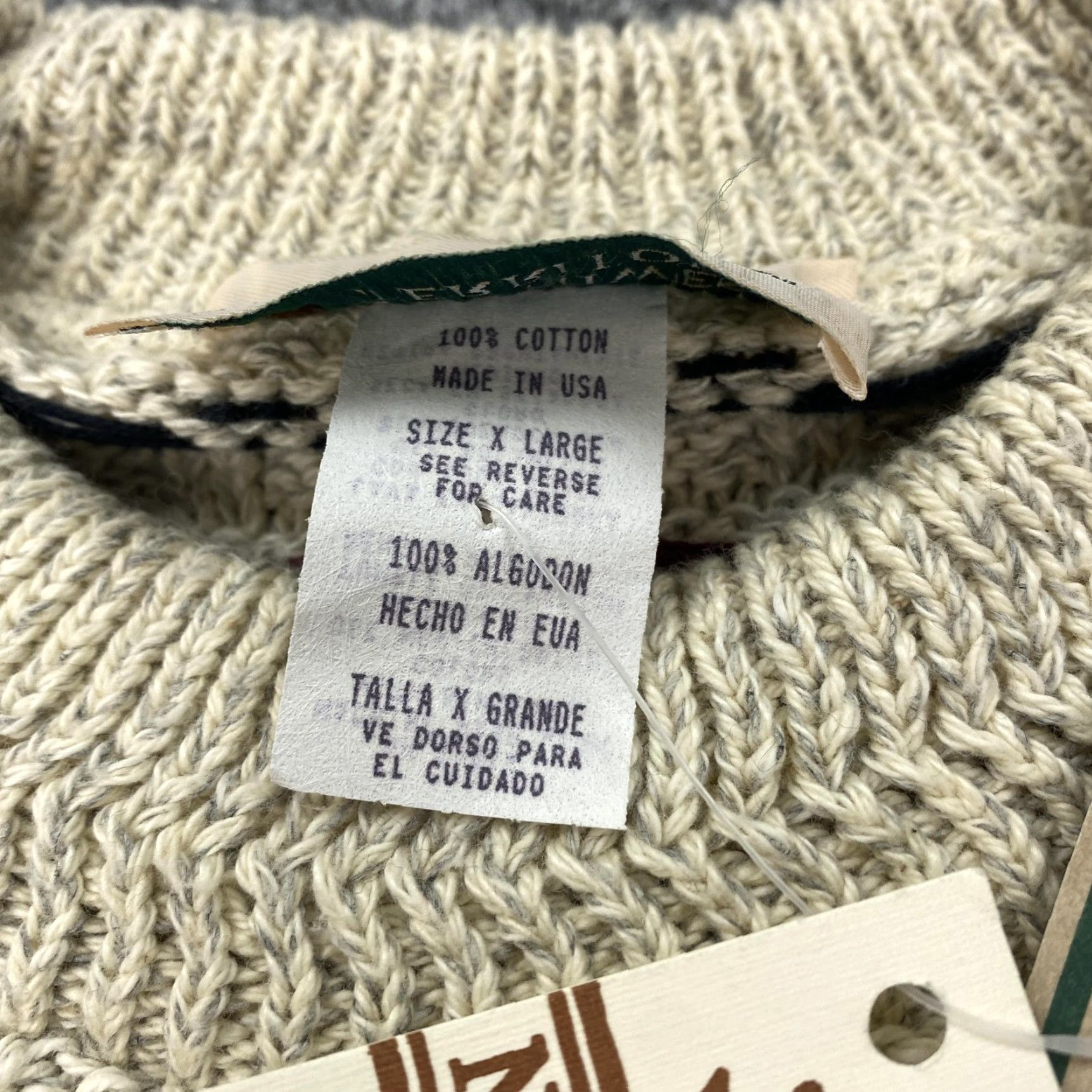 Vintage VINTAGE Northwest Territory Sweater Mens XL Beige 100% Cotton Crewneck Knit Geometric Pattern Mens XL Beige Knit Sweater Size US XL / EU 56 / 4 - 6 Thumbnail