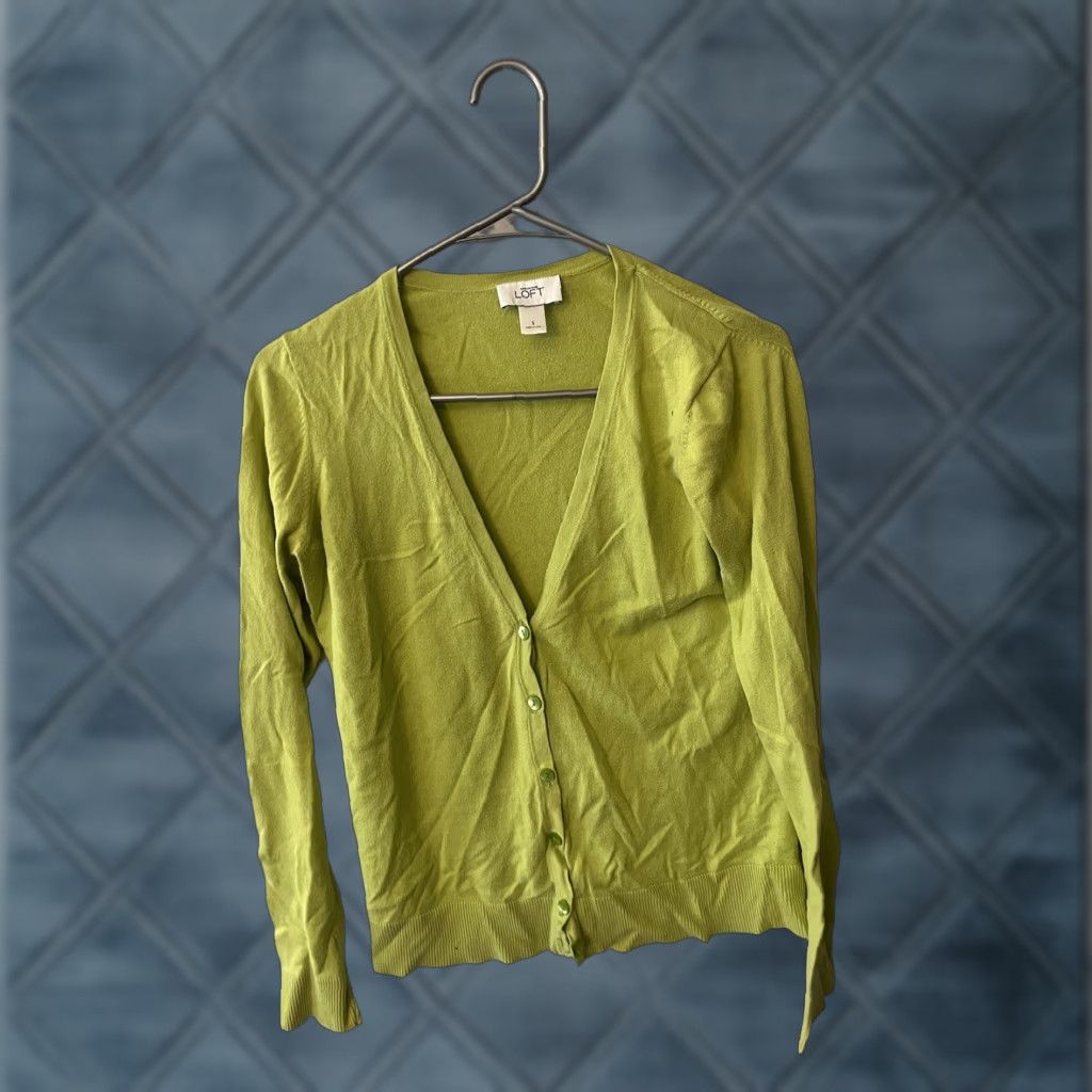 Loft LOFT Women's Cardigan Sweater Small Green Regular Fit Long Sleeve Open Breathable Lightweight Casual Workwear Size S / US 4 / IT 40 - 1 Thumbnail