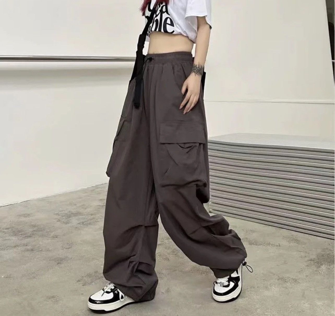 Designer × Other Casual Joggers Low Waist Wide Leg Baggy Oversize Sweatpants Size 30" / US 8 / IT 44 - 2 Thumbnail