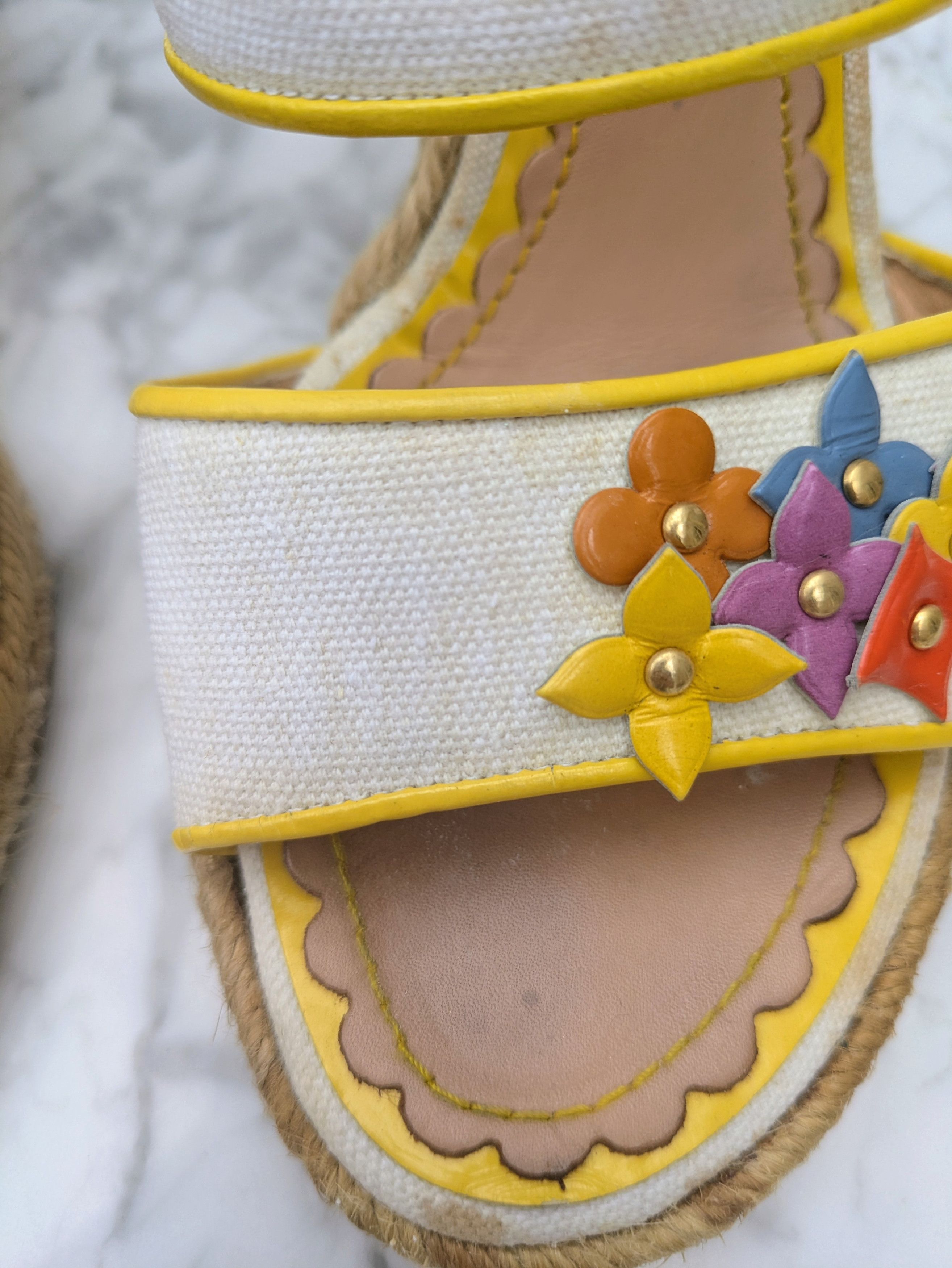 Louis Vuitton Louis Vuitton multicolour flower heeled espadrille sandals Size US 5.5 / IT 35.5 - 9 Thumbnail
