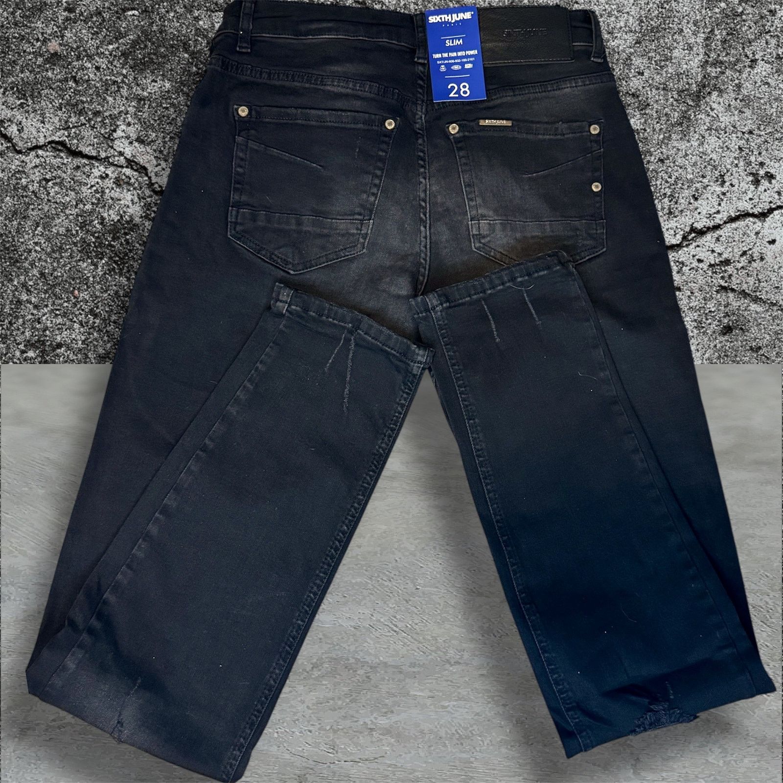 Sixth June Paris •NWT• Sixth June Paris Destressed Black Demin • Mens Size 28 Size 28" / US 6 / IT 42 - 5 Thumbnail